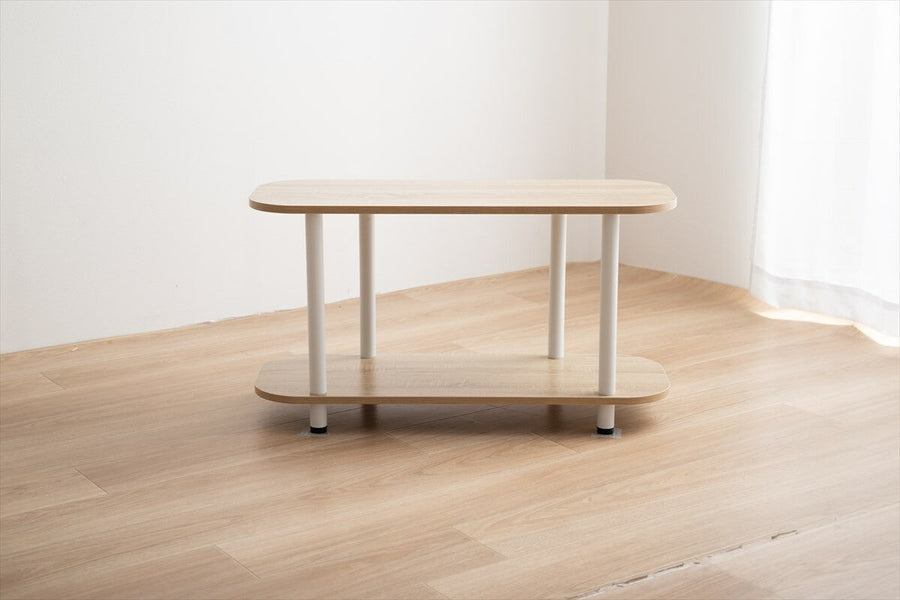 Korean interior style wooden board two-tier rack
