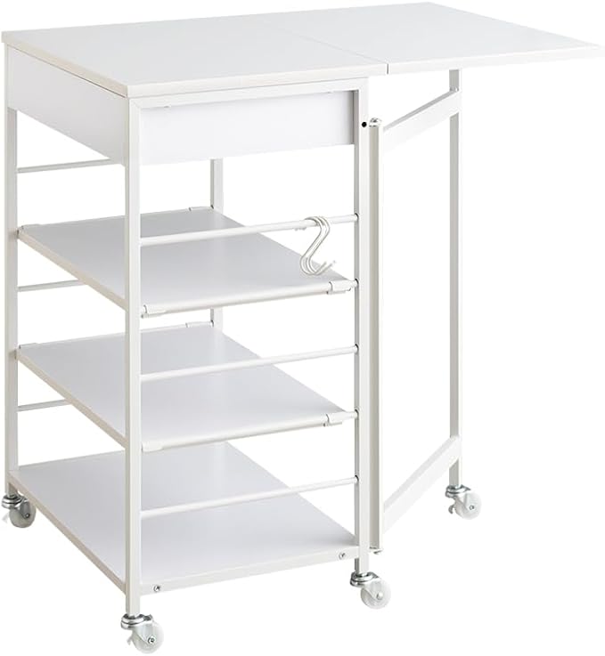 Simple design, butterfly top, extendable kitchen cart with drawers