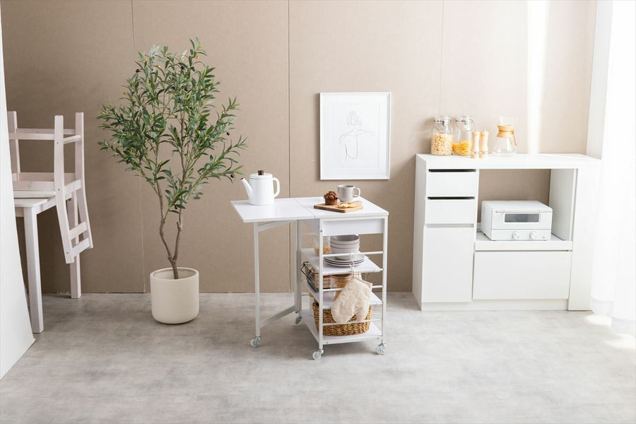 Simple design, butterfly top, extendable kitchen cart with drawers