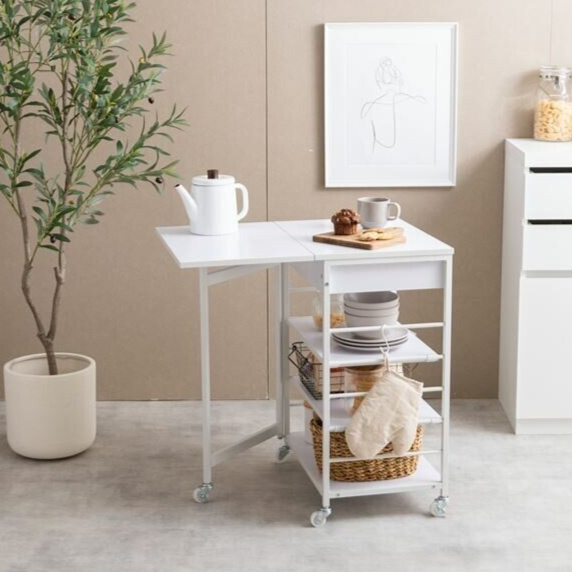Simple design, butterfly top, extendable kitchen cart with drawers