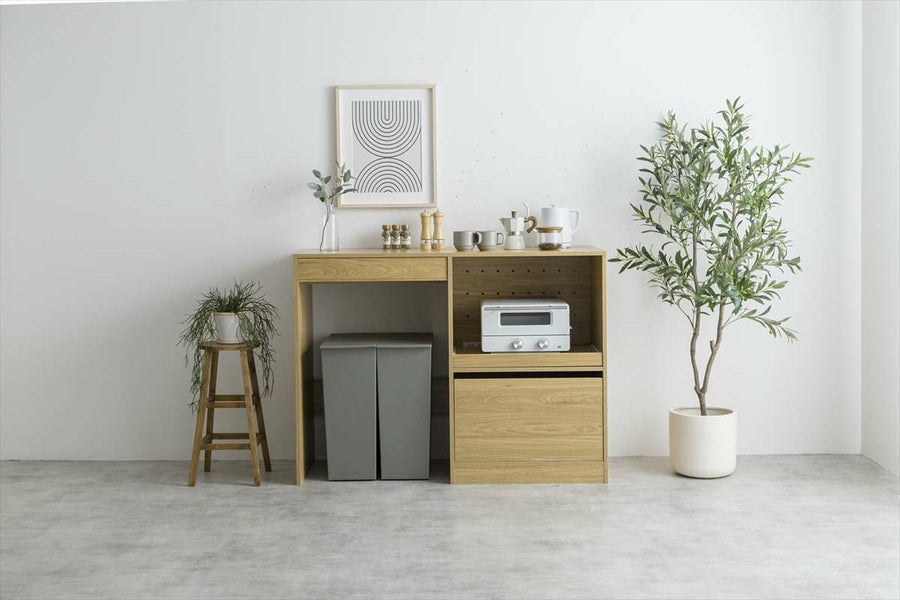 Scandinavian modern wooden trash can rack