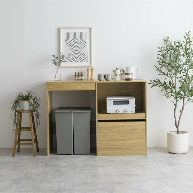 Scandinavian modern wooden trash can rack