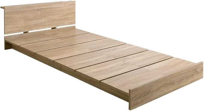 Scandinavian style bed with wide slats, low semi-single short bed