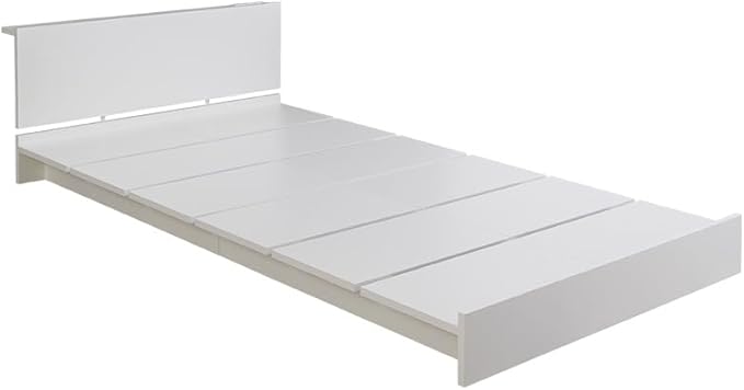 Scandinavian style bed with wide slats, low semi-single short bed