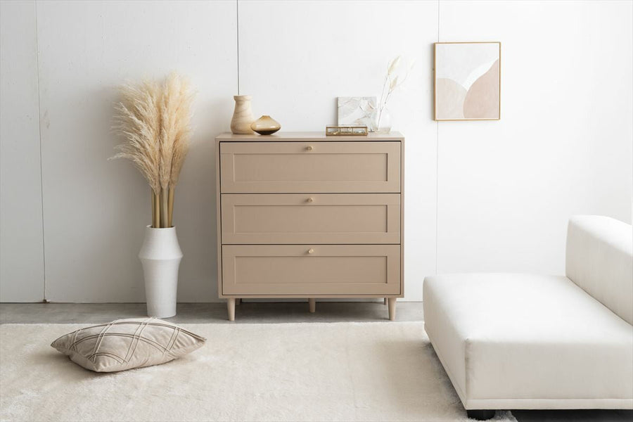 Frame design wooden 80cm wide 3-drawer chest