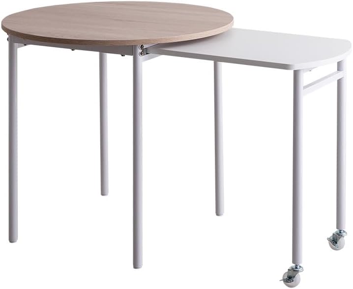Modern extendable sliding steel leg round dining table