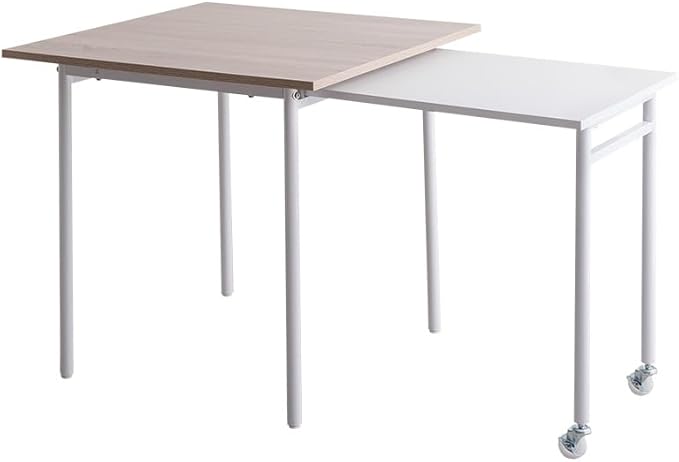 Modern extendable sliding steel leg square dining table