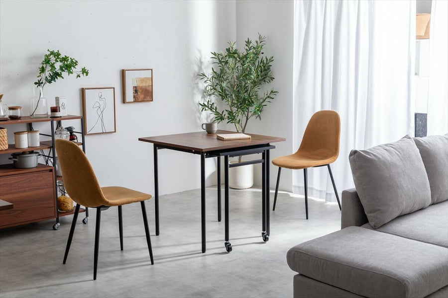 Modern extendable sliding steel leg square dining table