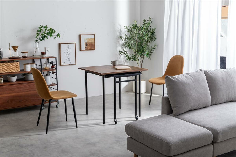 Modern extendable sliding steel leg square dining table