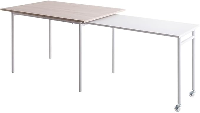 Modern extendable sliding steel leg rectangular dining table