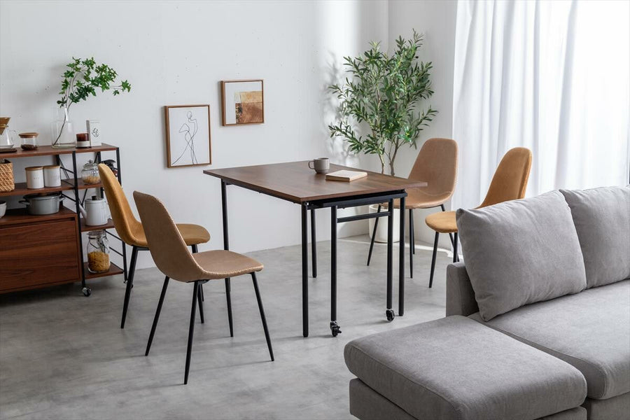 Modern extendable sliding steel leg rectangular dining table