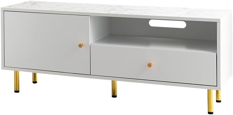 Modern marble TV cabinet with drawers