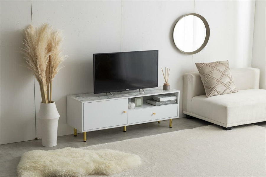 Modern marble TV cabinet with drawers
