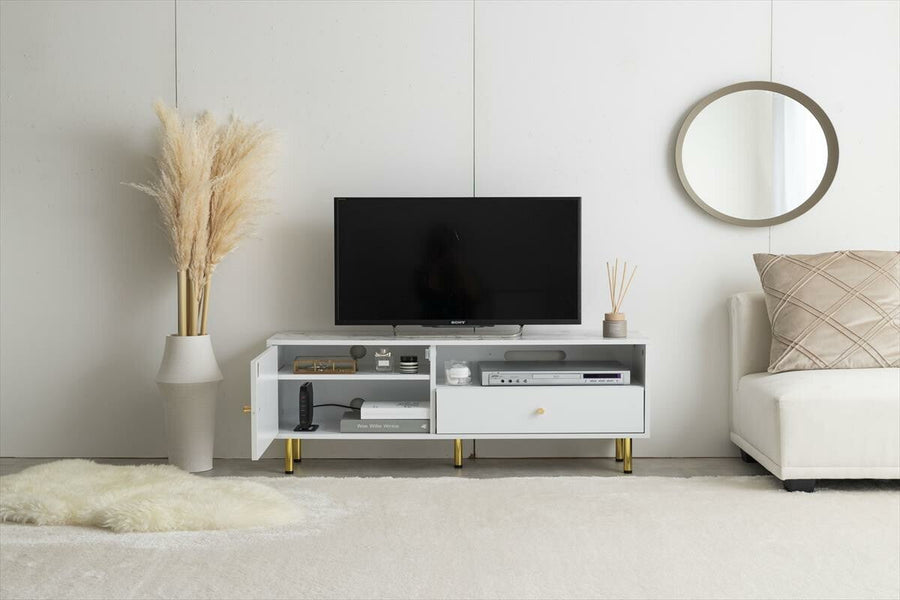 Modern marble TV cabinet with drawers