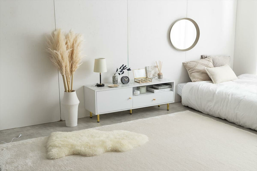 Modern marble TV cabinet with drawers