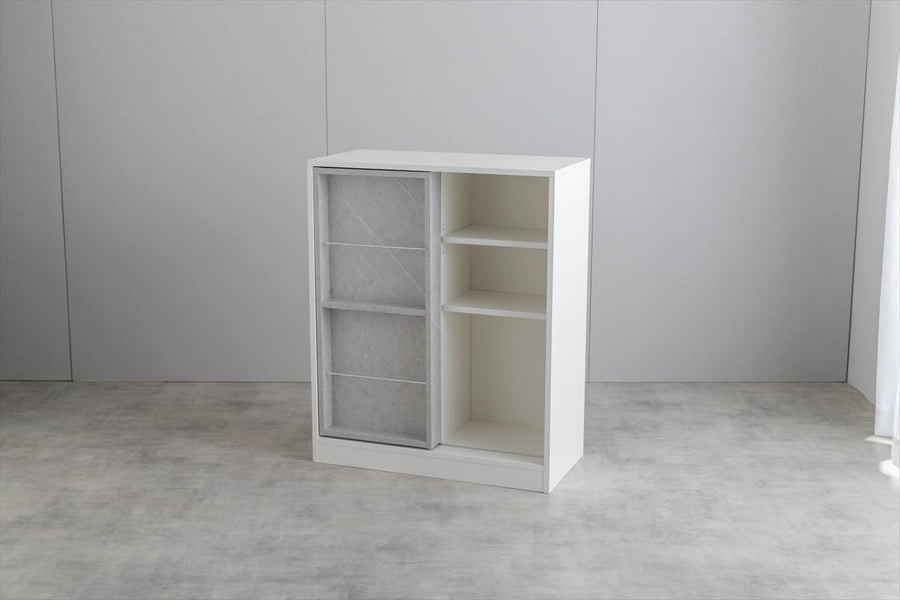 Modern wooden bookshelf rack with sliding storage