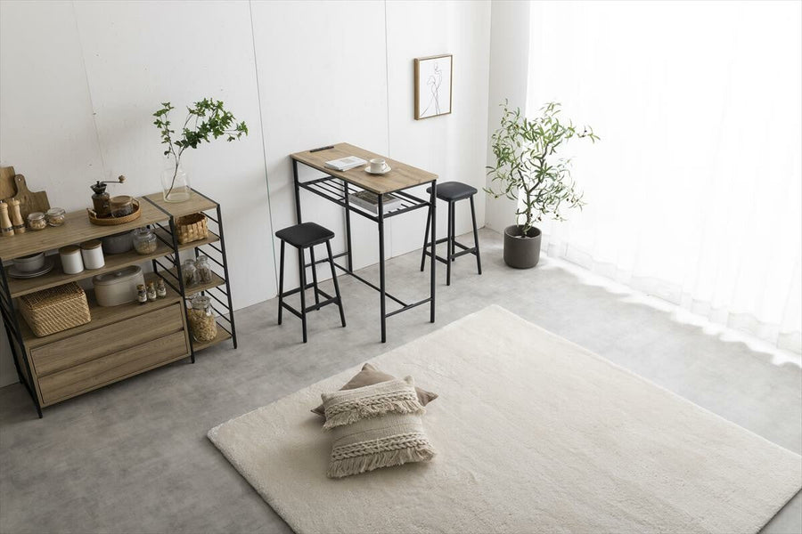 Modern woodgrain counter table 3-piece set (table + 2 stools)