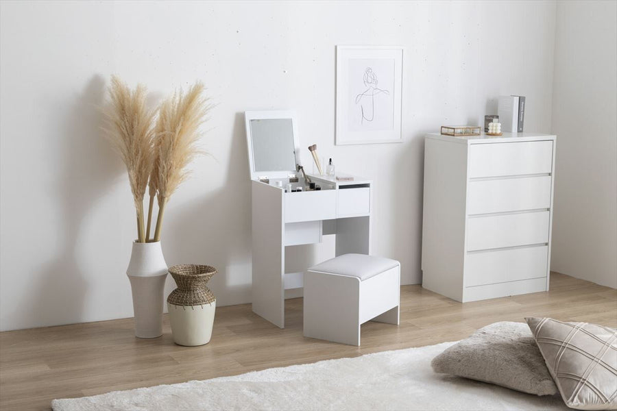 Scandinavian simple compact dresser with stool