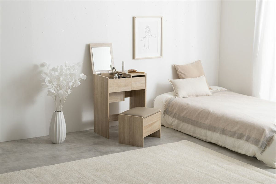 Scandinavian simple compact dresser with stool
