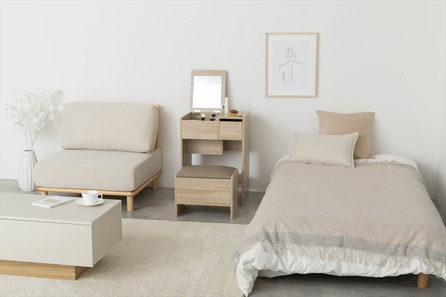 Scandinavian simple compact dresser with stool