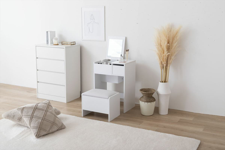 Scandinavian simple compact dresser with stool