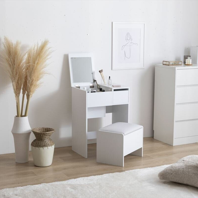 Scandinavian simple compact dresser with stool