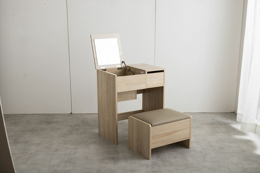Scandinavian simple compact dresser with stool