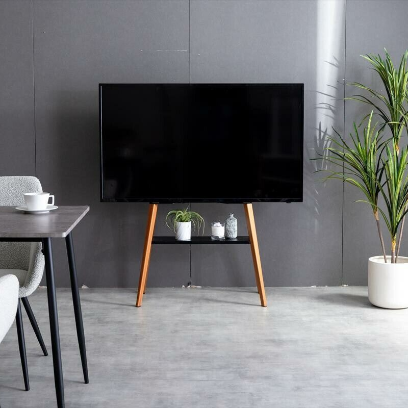 Modern easel TV stand with shelf