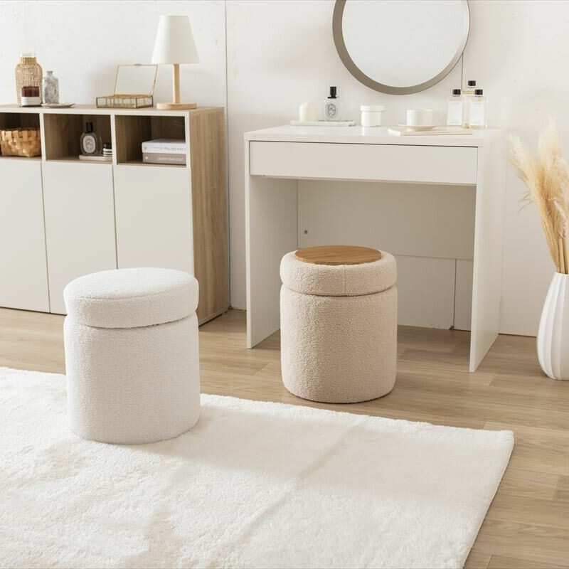Fluffy design 4-way stool with storage