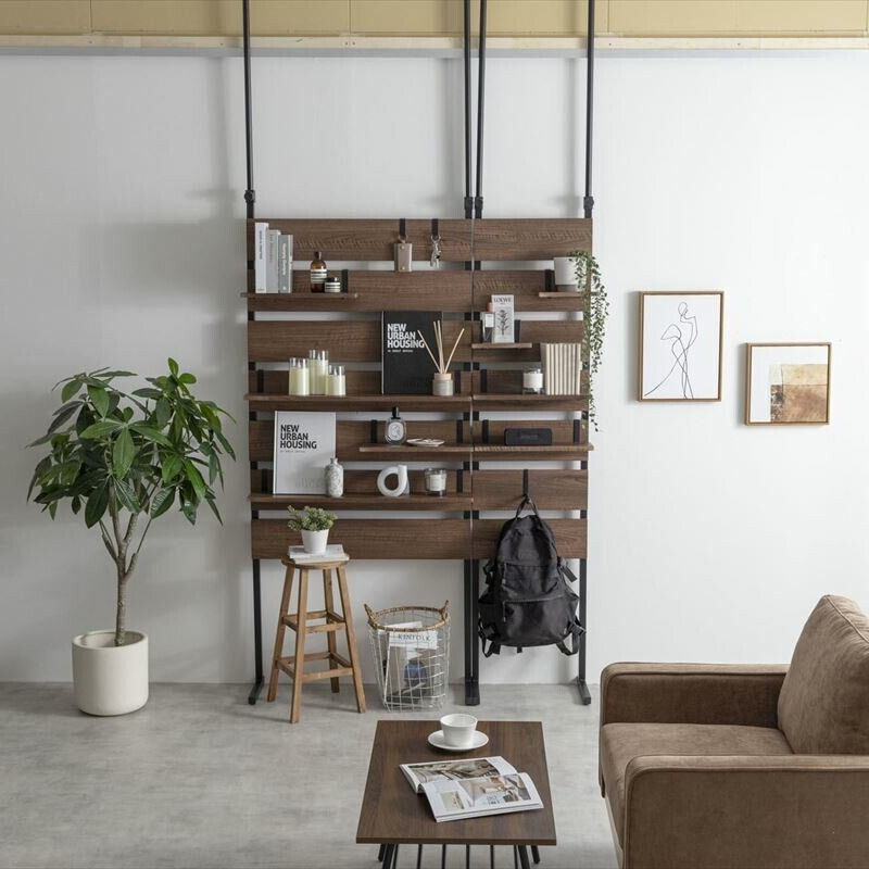 Nordic modern shelf board, S-shaped hooks, 40cm wide tension wall rack