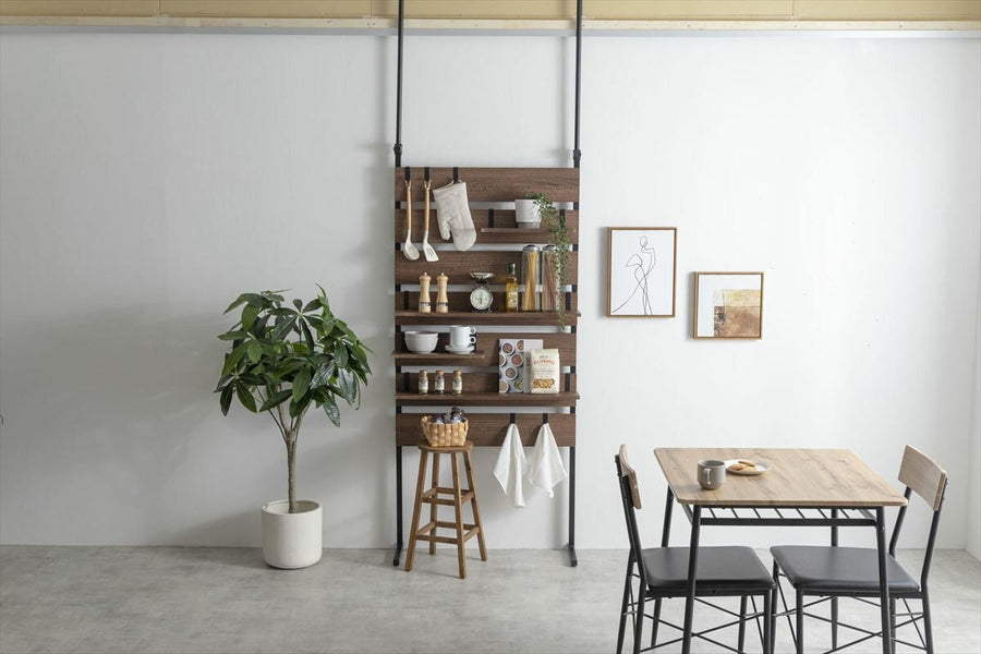 Nordic modern shelf board / S-shaped hooks included 80cm wide tension wall rack