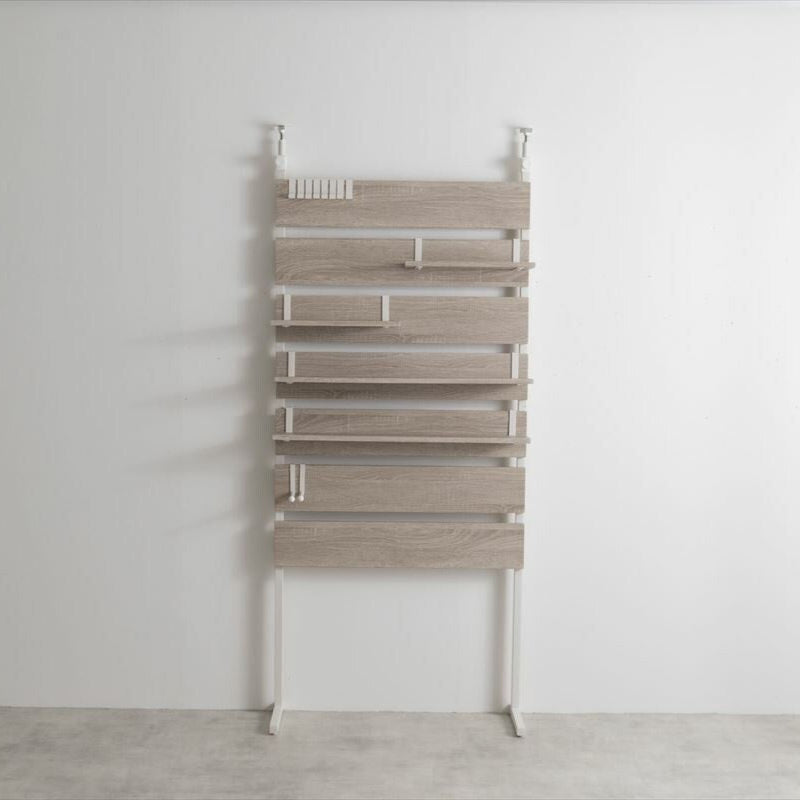 Nordic modern shelf board / S-shaped hooks included 80cm wide tension wall rack