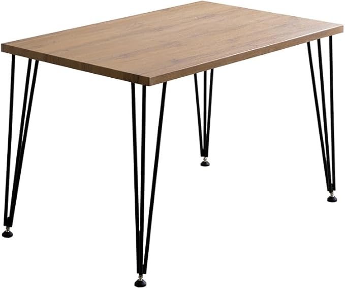 Modern wood grain steel leg dining table