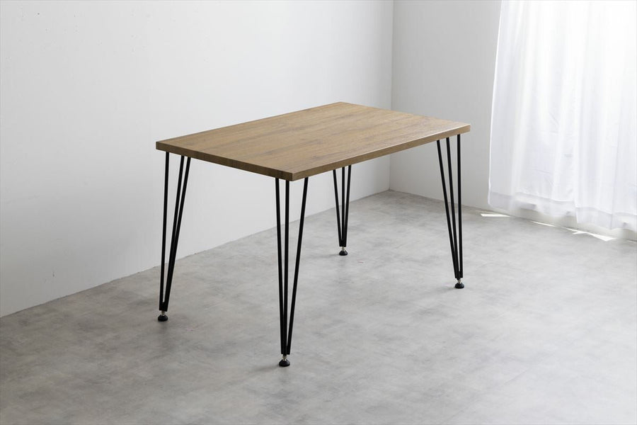 Modern wood grain steel leg dining table