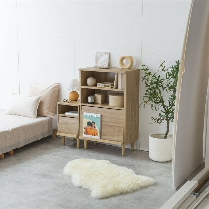 Nordic wooden flap door side cabinet
