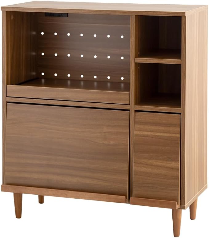 Scandinavian wooden range stand with flap door and two outlets