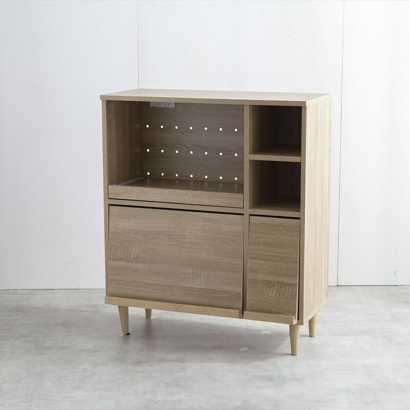 Scandinavian wooden range stand with flap door and two outlets