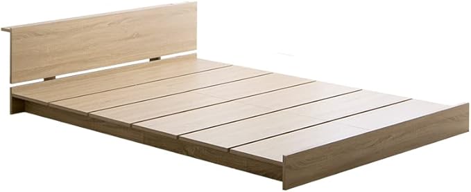 Scandinavian headboard, wide slatted semi-double low bed with bonnell mattress