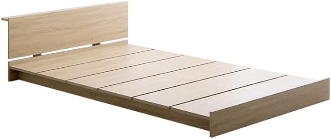 Scandinavian headboard, wide slatted single low bed with bonnell mattress