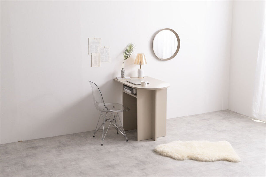 Modern wooden multi-desk with shelves