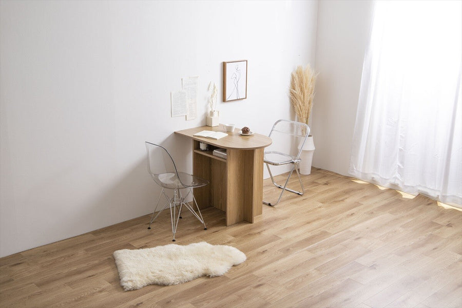 Modern wooden multi-desk with shelves