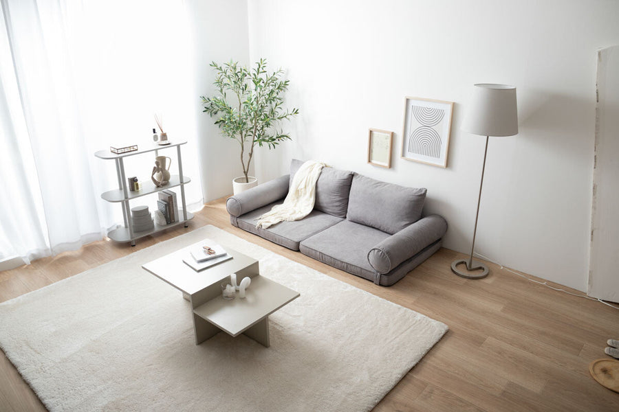 Scandinavian floor sofa with removable cushions, freely combinable