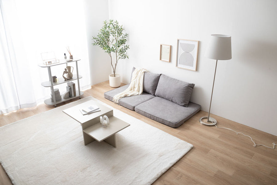 Scandinavian floor sofa with removable cushions, freely combinable
