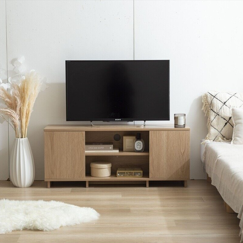 Scandinavian natural wood noiseless TV stand
