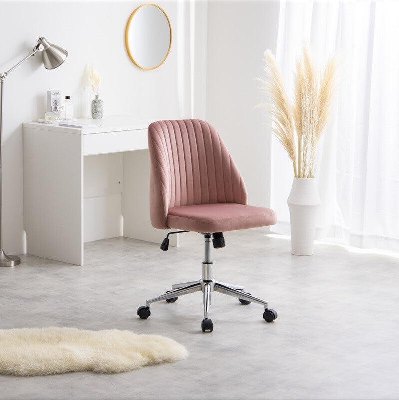 Classic modern height adjustable velvet desk chair with casters