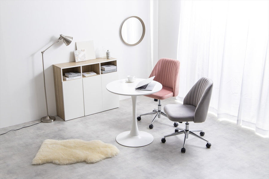 Classic modern height adjustable velvet desk chair with casters