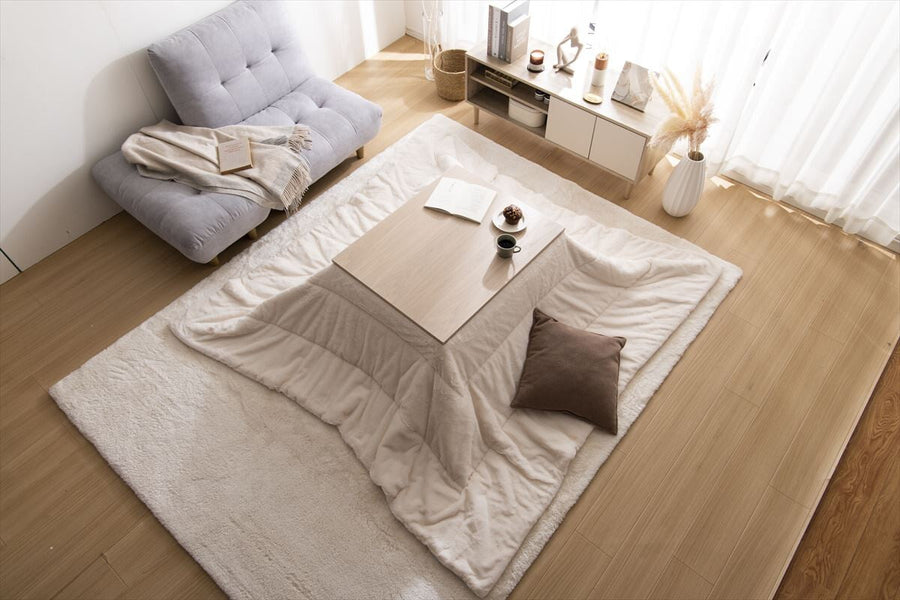 Nordic square reversible fur kotatsu futon