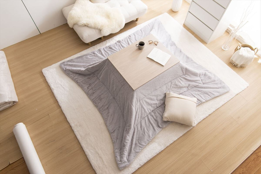 Nordic square reversible fur kotatsu futon