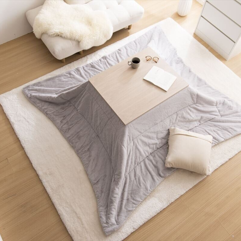 Nordic square reversible fur kotatsu futon