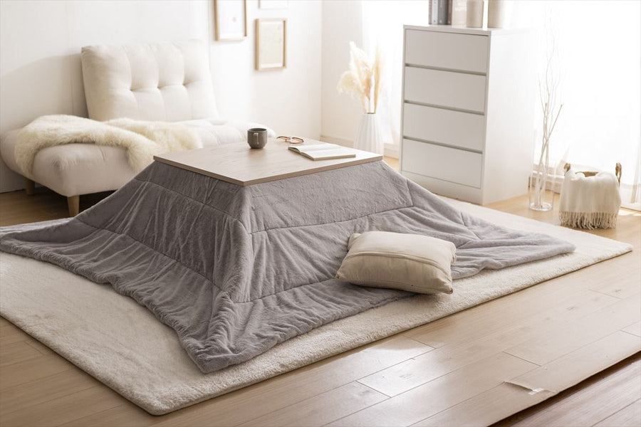 Nordic square reversible fur kotatsu futon